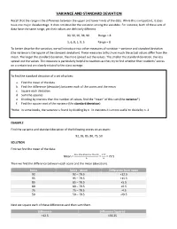 Calculating Variance and Standard Deviation