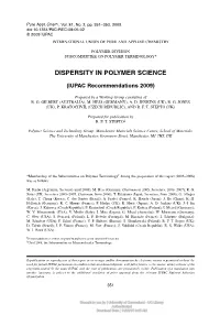 Dispersity in Polymer Science
