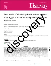 Fault Blocks of Abu Darag Basin, Northern Gulf of Suez, Egypt, As Deduced from Potential Field Data Interpretation