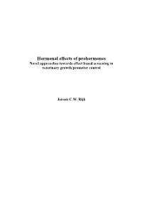 Hormonal Effects of Prohormones Novel Approaches Towards Effect Based Screening in Veterinary Growth Promoter Control
