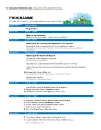 PROGRAMME 6 October 2020, Room XVII, Palais Des Nations (Geneva) and UN Web TV