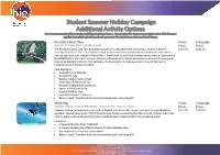 Student Summer Holiday Campaign Additional Activity Options Our Team Can Assist with Arranging Additional Optional Tours