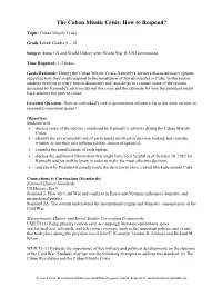 The Cuban Missile Crisis: How to Respond?