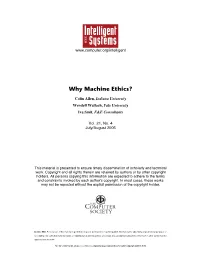 Why Machine Ethics?
