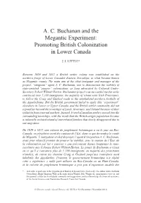 AC Buchanan and the Megantic Experiment