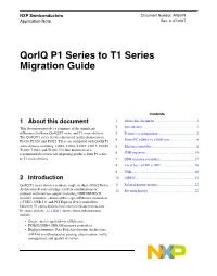 AN5079, Qoriq P1 Series to T1 Series Migration Guide