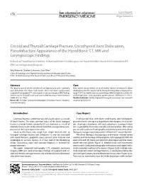 Cricoid and Thyroid Cartilage Fracture, Cricothyroid Joint Dislocation