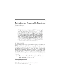 Intensions As Computable Functions Shalom Lappin1