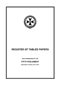 Register of Tabled Papers