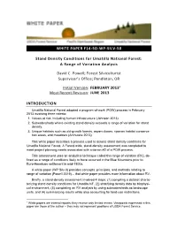Stand Density Conditions for Umatilla National Forest: a Range of Variation Analysis