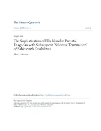 The Sophistication of Ellis Island in Prenatal Diagnosis with Subsequent "Selective Termination" of Babies with Disabilities