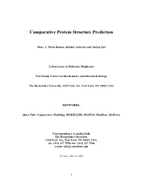 Comparative Protein Structure Prediction