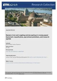 Dynamic Train Unit Coupling and Decoupling at Cruising Speed Systematic Classification, Operational Potentials, and Research Agenda