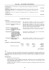 Head 186 — TRANSPORT DEPARTMENT