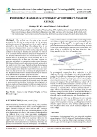 Performance Analysis of Winglet at Different Angle of Attack