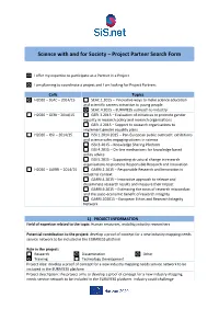 Science with and for Society – Project Partner Search Form