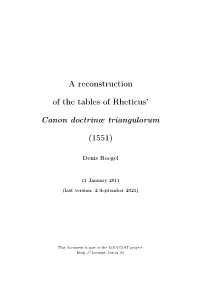 A Reconstruction of the Tables of Rheticus' Canon Doctrinæ
