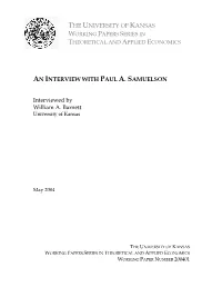 An Interview with Paul A. Samuelson