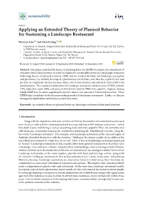 Applying an Extended Theory of Planned Behavior for Sustaining a Landscape Restaurant