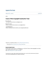 Cases of Note-Copyright-Constructive Trust