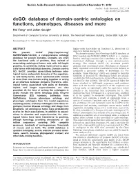 Dcgo: Database of Domain-Centric Ontologies on Functions, Phenotypes, Diseases and More Hai Fang* and Julian Gough*