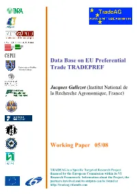 Data Base on EU Preferential Trade TRADEPREF Working Paper 05/08
