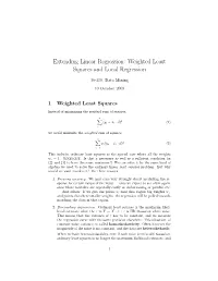 Extending Linear Regression: Weighted Least Squares and Local Regression
