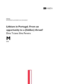 Lithium in Portugal. from an Opportunity to a (Hidden) Threat?