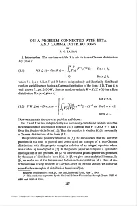 On a Problem Connected with Beta and Gamma Distributions by R