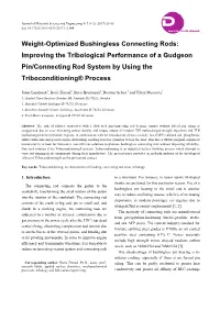 Weight-Optimized Bushingless Connecting Rods: Improving the Tribological Performance of a Gudgeon Pin/Connecting Rod System by Using the Triboconditioning® Process
