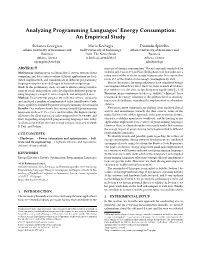 Analyzing Programming Languages' Energy Consumption: an Empirical Study