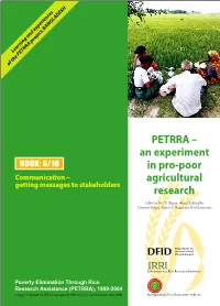 PETRRA - an Experiment BOOK: 6/10 in Pro-Poor Communication - Agricultural Getting Messages to Stakeholders Research