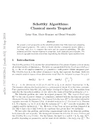 Schottky Algorithms: Classical Meets Tropical Arxiv:1707.08520V2