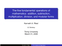The Five Fundamental Operations of Mathematics: Addition, Subtraction