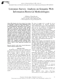 Analysis on Semantic Web Information Retrieval Methodologies
