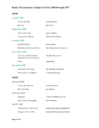 Books Discussed by Chapter & Verse 2008 Through 2017 2008 2009