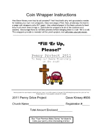Coin Wrapper Instructions “Fill 'Er Up, Please!”