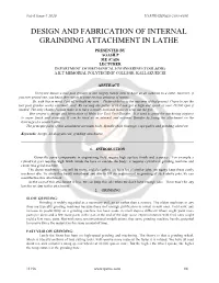 Design and Fabrication of Internal Grainding Attachment in Lathe