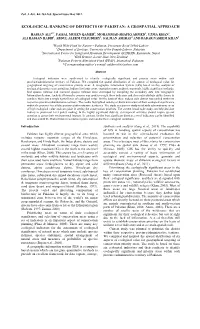 Ecological Ranking of Districts of Pakistan: a Geospatial Approach