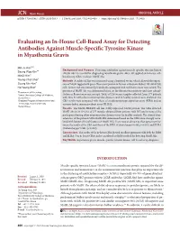 Evaluating an In-House Cell-Based Assay for Detecting Antibodies Against Muscle-Specific Tyrosine Kinase in Myasthenia Gravis