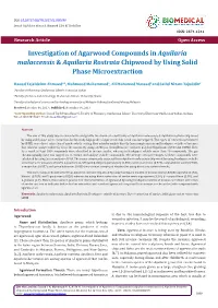 Investigation of Agarwood Compounds in Aquilaria Malaccensis & Aquilaria Rostrata Chipwood by Using Solid Phase Microextraction