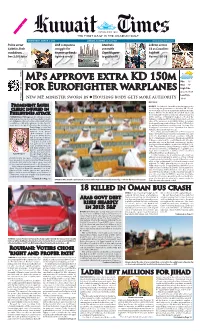 Mps Approve Extra KD 150M for Eurofighter Warplanes