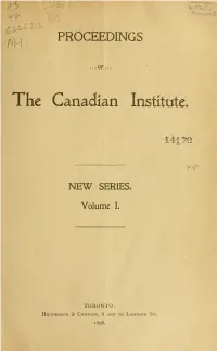Proceedings of the Canadian Institute