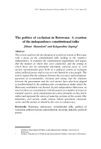 The Politics of Exclusion in Botswana: a Creation of the Independence