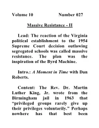 Volume 10 Number 027 Massive Resistance