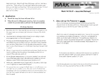 4. Application 1. Jesus Set up the Passover in Secret
