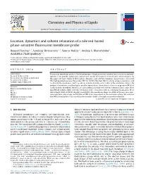 Location, Dynamics and Solvent Relaxation of a Nile Red-Based