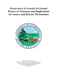 Occurrence of Arsenic in Ground Waters of Arkansas and Implications for Source and Release Mechanisms