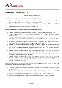 REFERENCE LIST (ARGINTA Ltd.) ENGINEERING CONSULTING