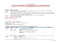 SEJONG UNIVERSITY SUMMER Study Abroad PROGRAM Aug 7 – Aug 19, 2017
